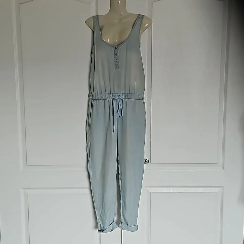 Women's Jumpsuit With Low V-Back Medium Light Blue Washed